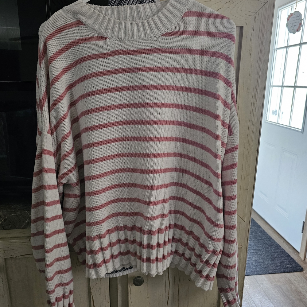 Sanctuary Pink and White Striped Sweater